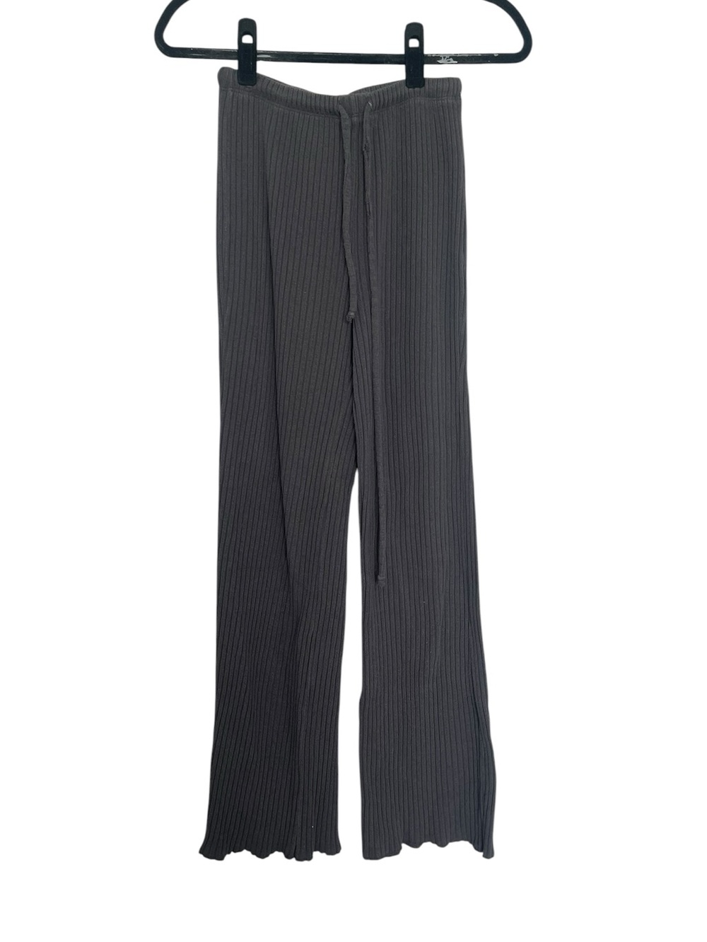 Billabong Charcoal Gray Ribbed Knit Wide-Leg Pants